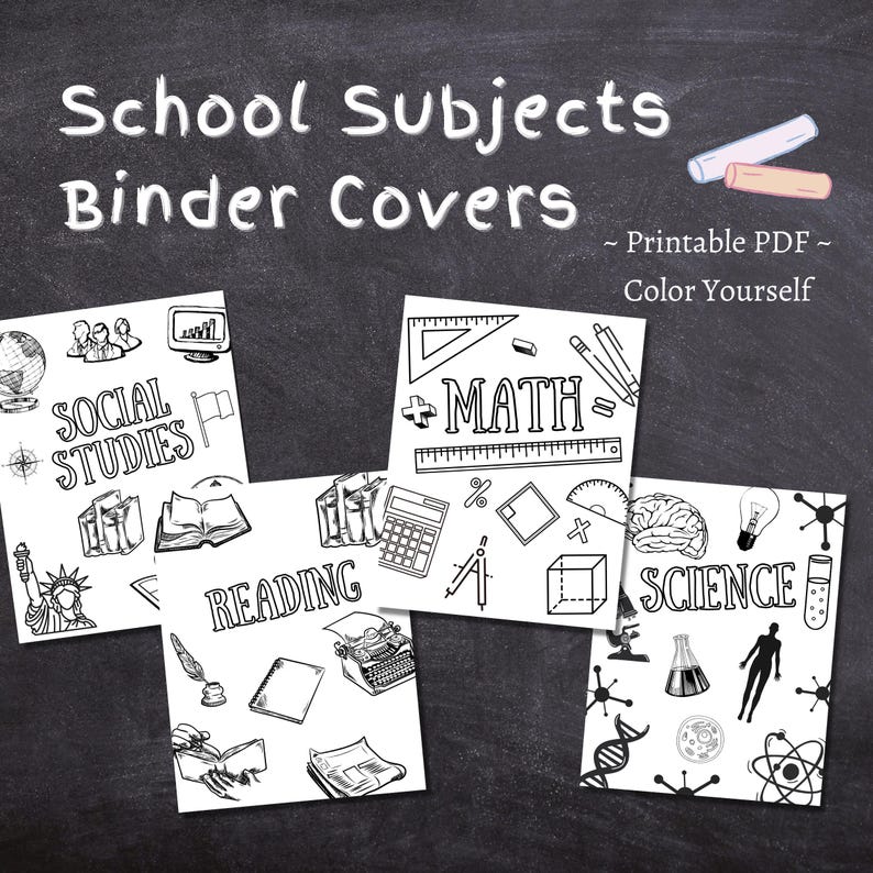 School Subjects Binder Cover Printable / Letter Size / Teacher Binder ...