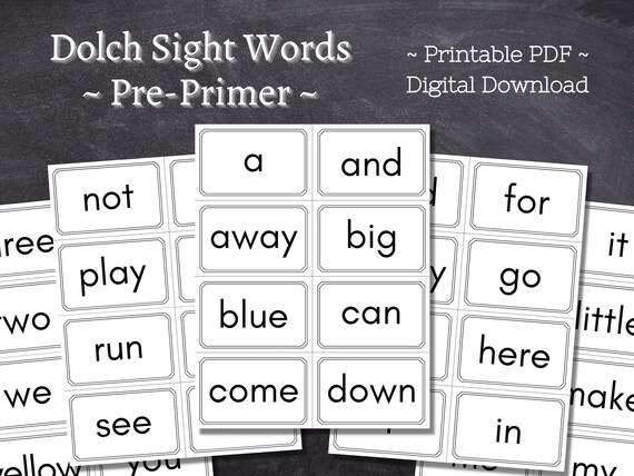 40 Dolch Sight Words Pre-primer Printable / Preschool/ Sight - Etsy