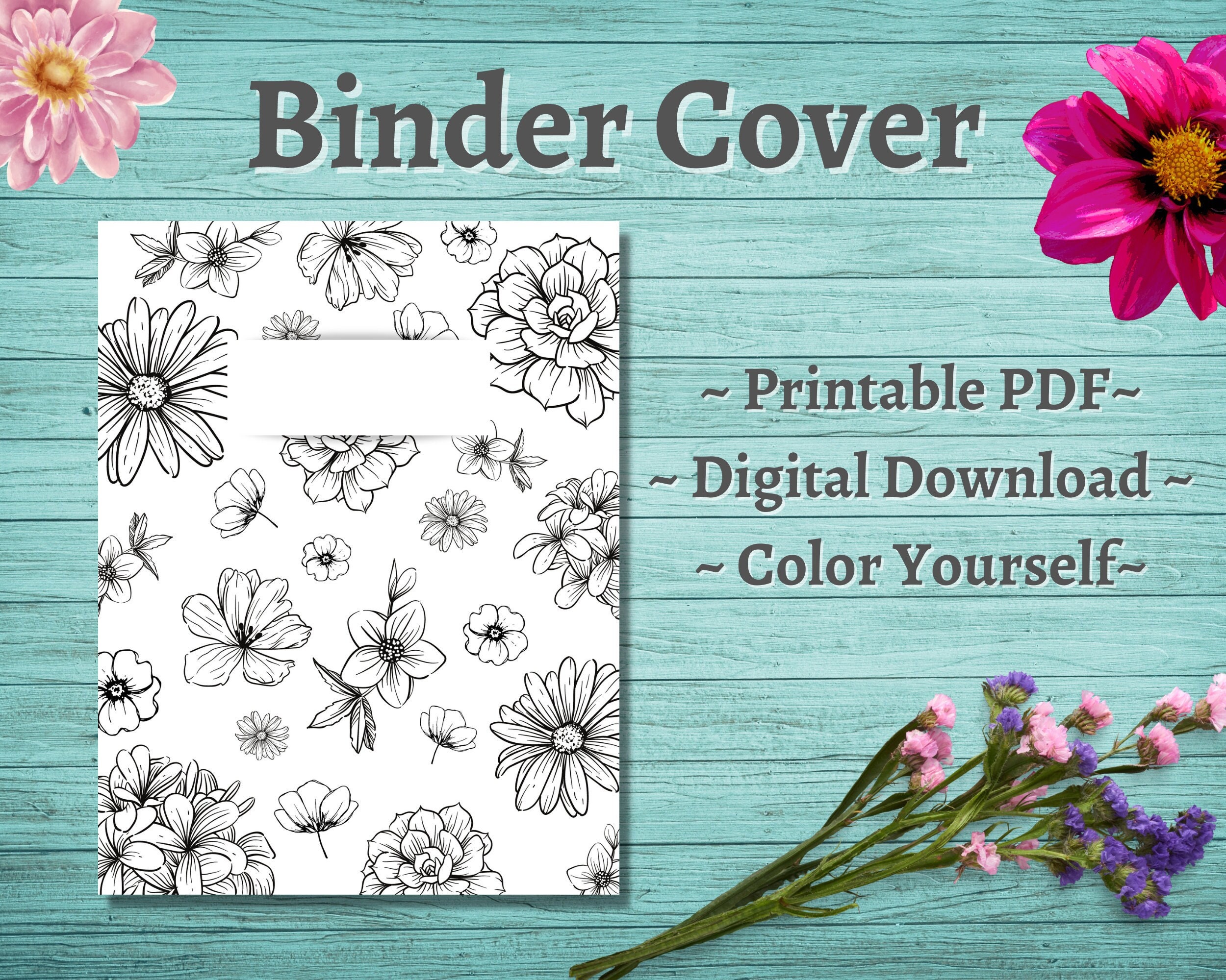 Binder, Floral Pattern, Personalized Binder, Recipes, Wedding Planner,  Small Business Binder, Pink, Red, Blue, Watercolor Flowers, Feminine 