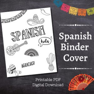 SPANISH Binder Cover Printable / Letter size / School binder cover / Teacher binder / Printout / PDF / espanol / Spanish language /