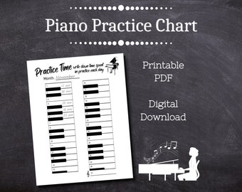 Piano Practice Time Chart Printable / Piano Practice Log Template / Piano Teacher / Piano Student / Piano Habit Tracker / Printout /Lessons