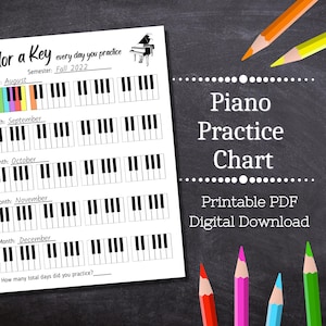 Piano Practice Chart Printable / Piano Practice Log Template / Piano Teacher / Piano Student / Piano Habit Tracker / Printout / PDF /Lessons