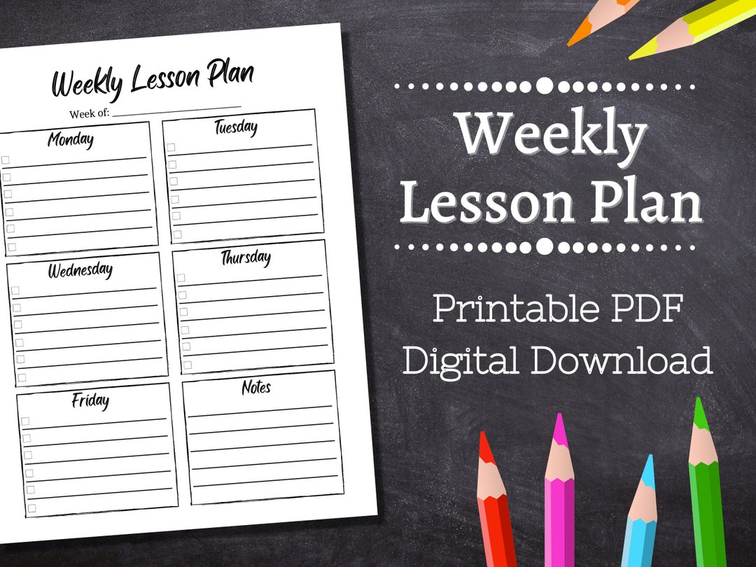 Weekly Lesson Plan Printable / Letter / Lesson Plan Template / Teacher ...