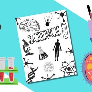 Science Binder Cover Printable / Letter size / School binder cover / Teacher binder / Color Yourself / Printout / PDF / Homeschool Binder image 1