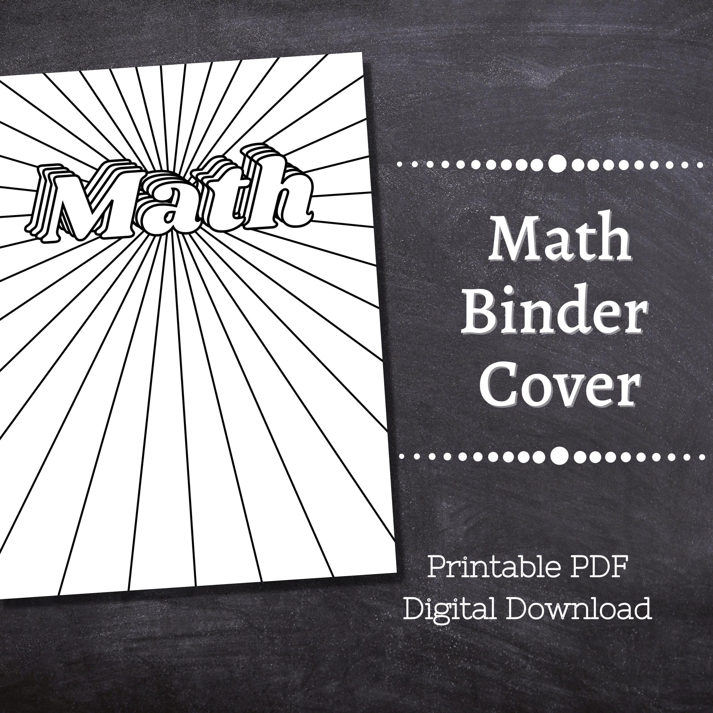 Math Binder Cover Printable / Retro / Letter Size / School Binder Cover ...