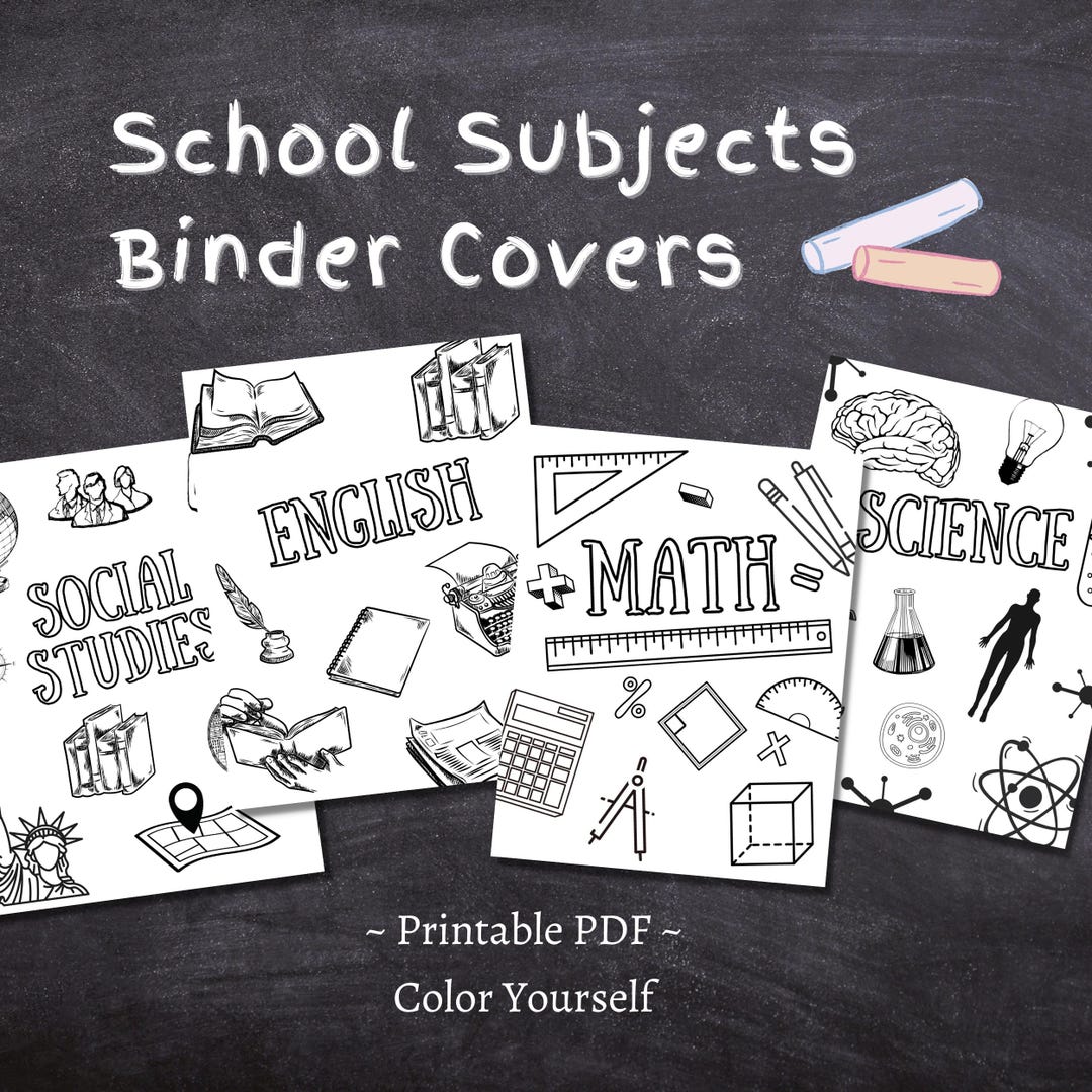 School Subjects Binder Cover Printable / Letter Size / Teacher Binder ...