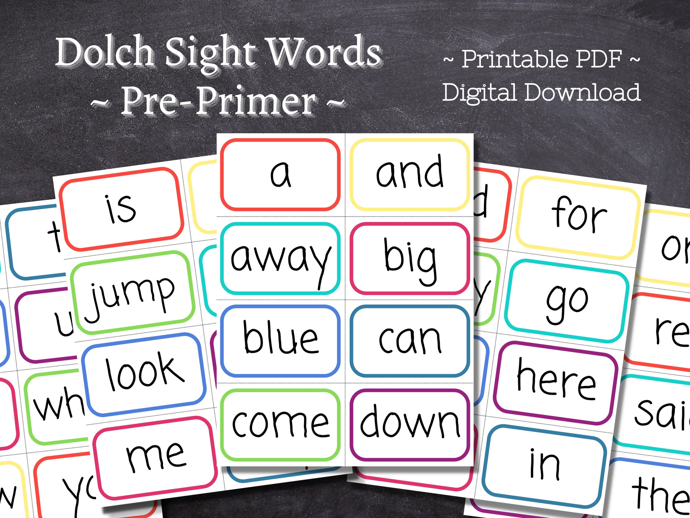 40 Dolch Sight Words Prekindergarten Printable / Preschool / Sight
