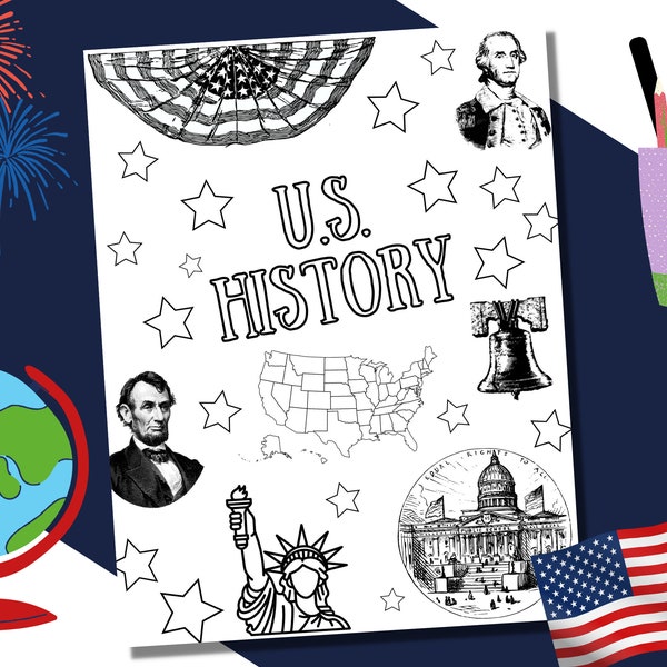 U.S. HISTORY Binder Cover Printable / Letter size / School binder cover / Teacher binder / American history / Printout / PDF / Homeschool