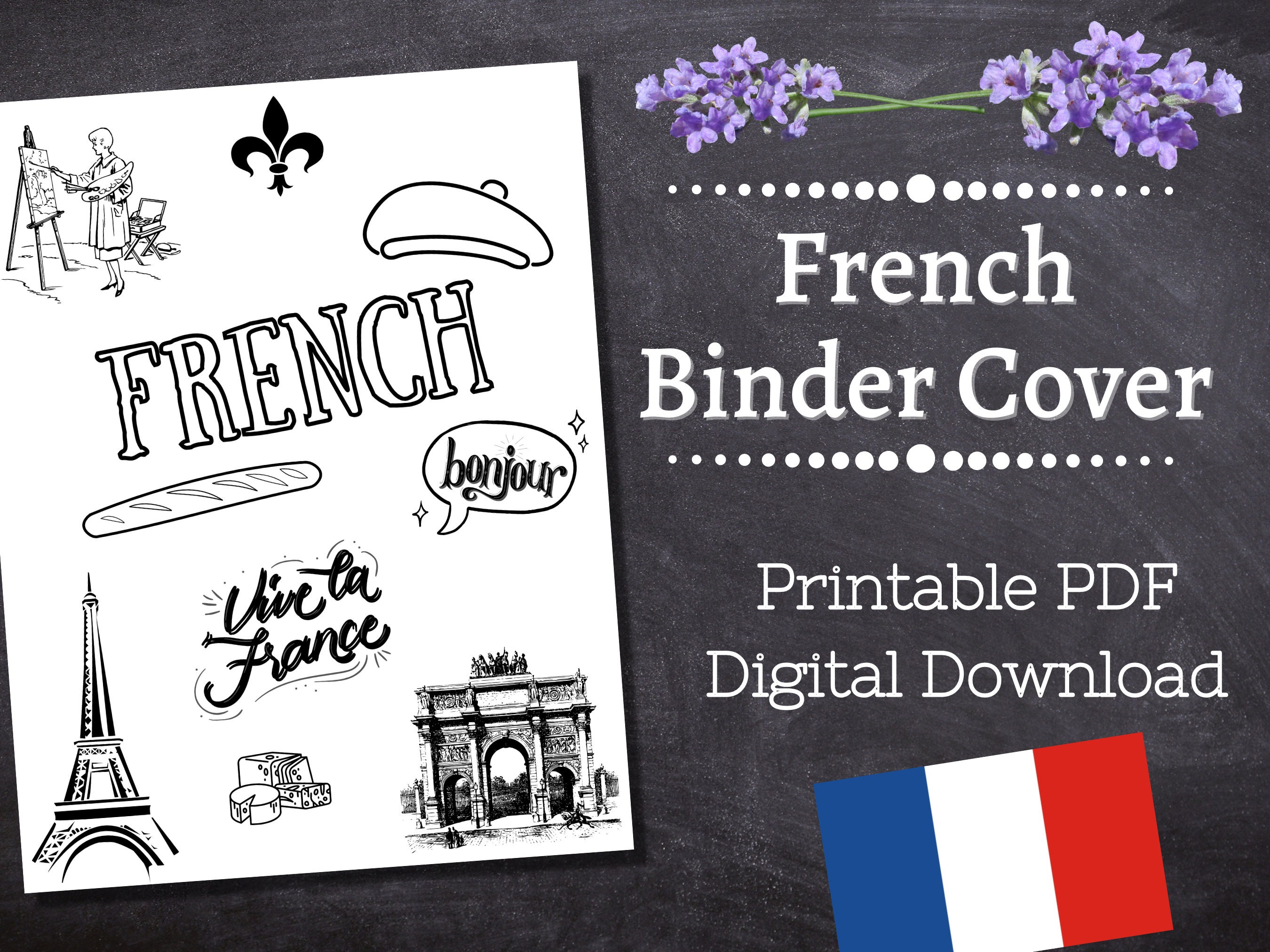 FRENCH Binder Cover Printable / Letter Size / School Binder Etsy