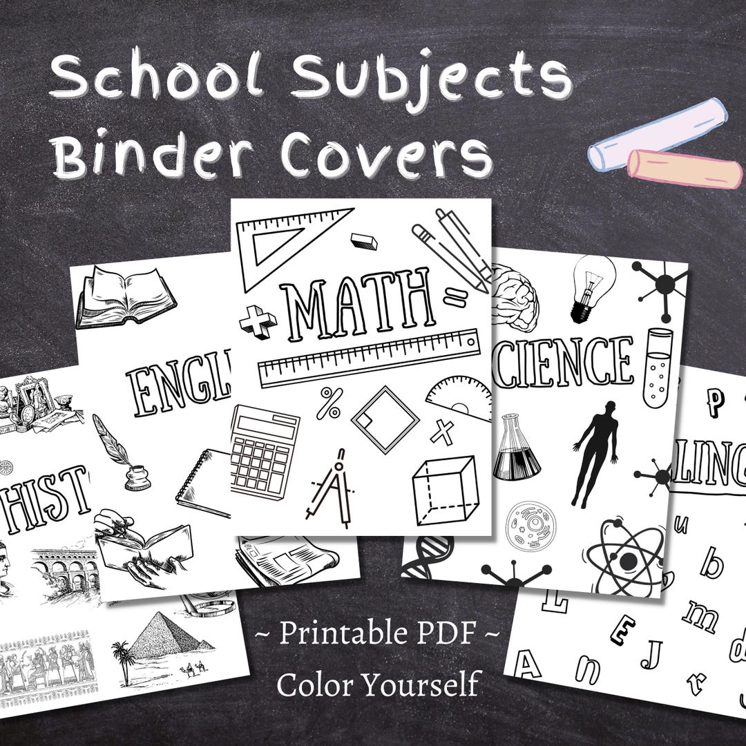 School Subjects Binder Cover Printable / Letter Size / Teacher Binder ...
