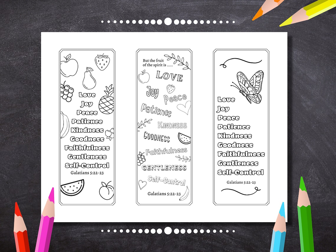 Fruit of the Spirit Bookmarks Printable / Bible Verse/ Sunday School ...