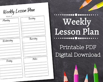 Weekly Lesson Plan Printable / Letter / Lesson Plan Template / Teacher planner / Homeschool Lesson Plan / Assignment Schedule / Printout