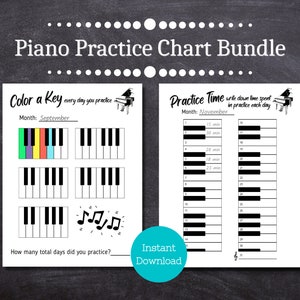Afdrukbaar schema pianooefening / Sjabloon pianooefeninglogboek / Pianoleraar / Pianostudent / Piano gewoontetracker / Afdruk / pdf / bundel
