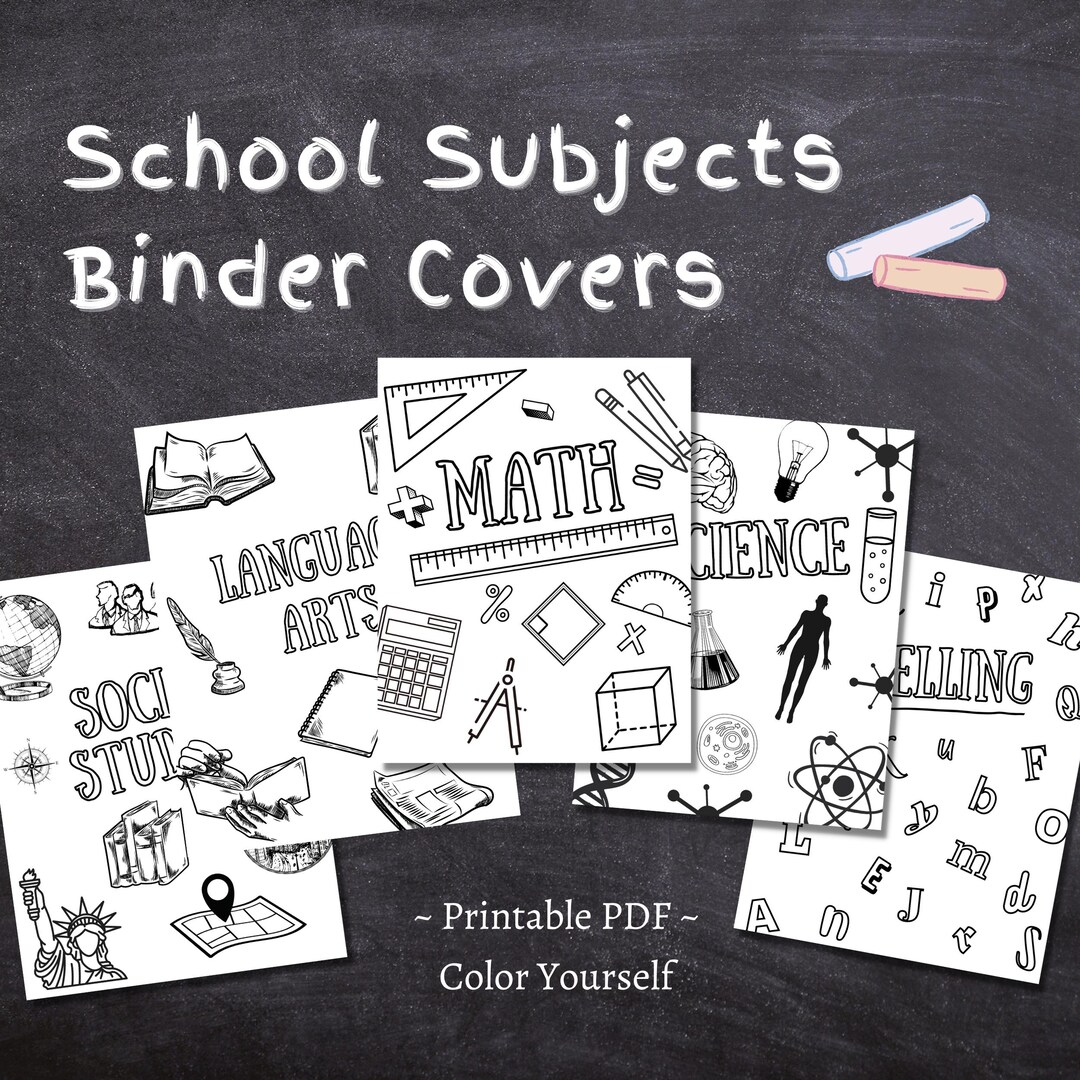 School Subjects Binder Cover Printable / Letter Size / Teacher Binder ...