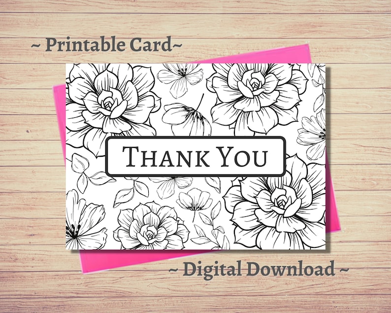 Thank You Printable Card / Thanks / Instant Download PDF / Thank You ...