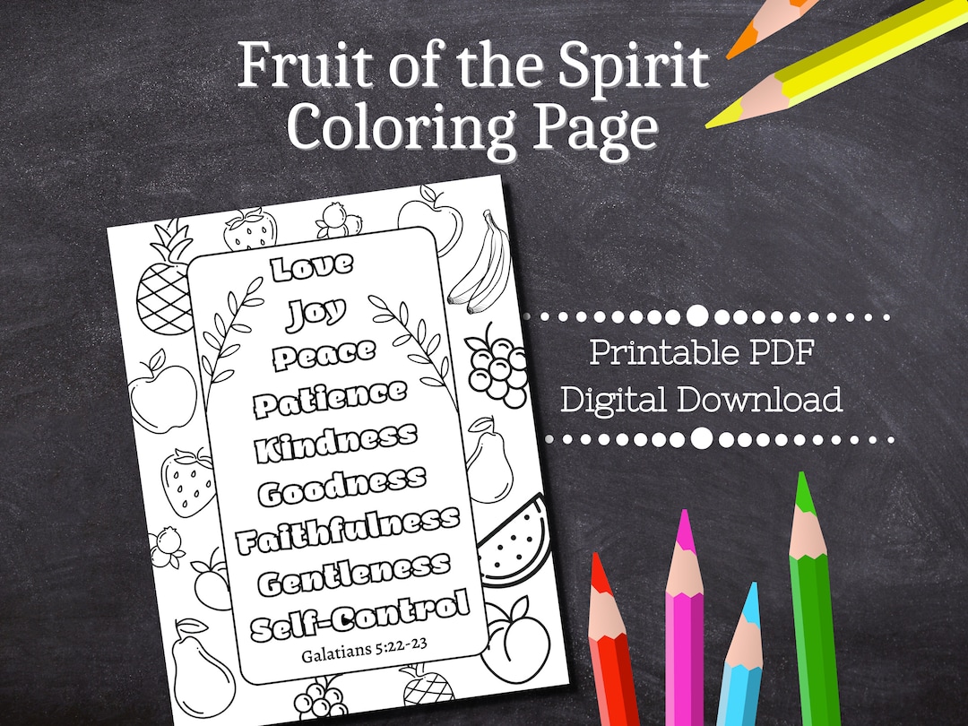Fruit of the Spirit Coloring Page Printable / Bible Verse/ Sunday