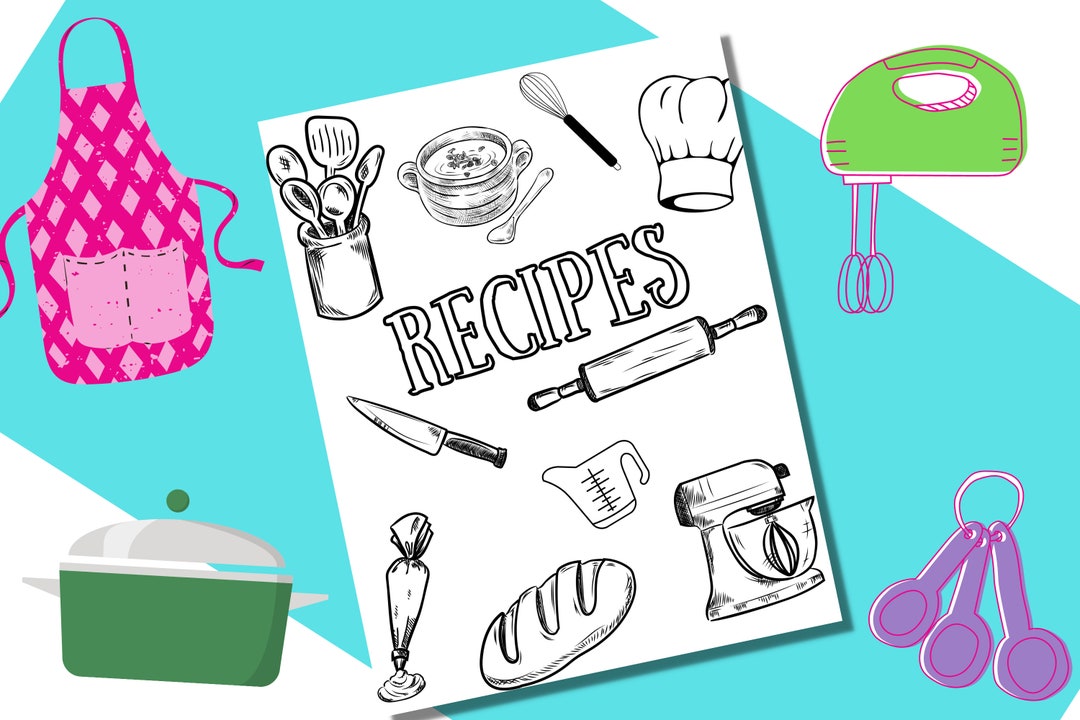 Recipes Binder Cover Printable / Letter Size / Menu / Chef Cook Binder