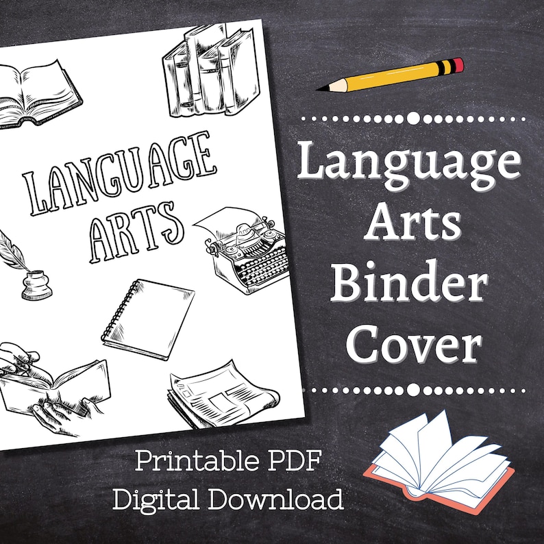 LANGUAGE ARTS Binder Cover Printable / Letter Size / School Binder ...