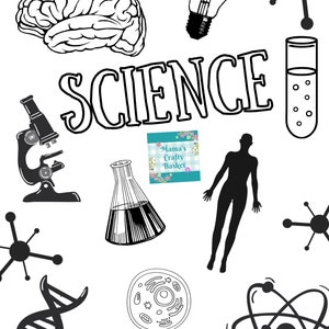 Science Binder Cover Printable / Letter size / School binder cover / Teacher binder / Color Yourself / Printout / PDF / Homeschool Binder image 2