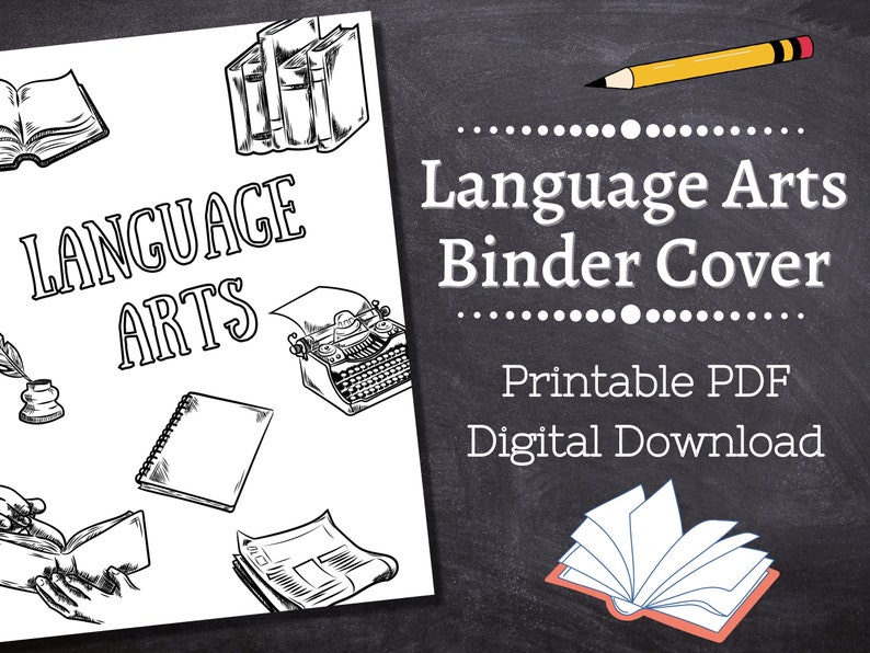 LANGUAGE ARTS Binder Cover Printable / Letter Size / School Binder ...