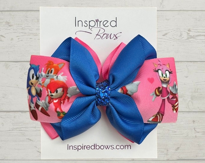 Pink and Blue Gamer Hair Bow