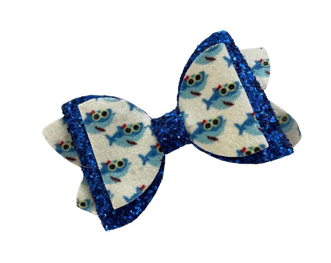 Shark Glitter Hair Bow