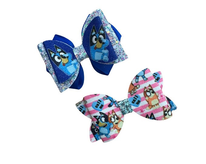 Blue Dog Valentine's Day Set - 2 Bows included!