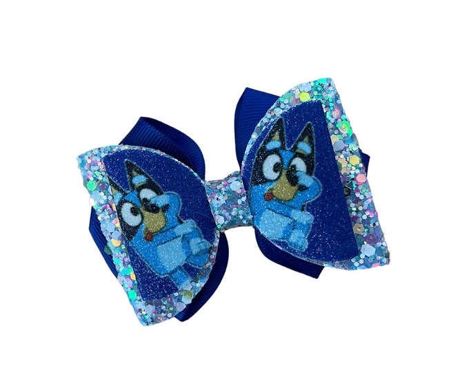 Girls Blue Dog Hair Bow