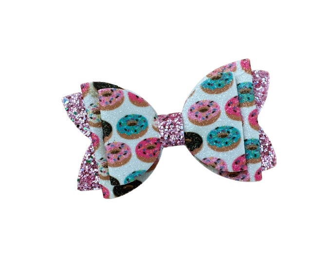 Sprinkle Doughnut Glitter Hair Bow