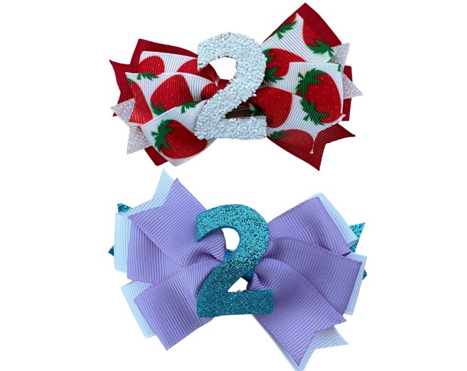 Girls 2nd Birthday Hair Bow - Mermaid Colors - Two Sweet - You Choose!