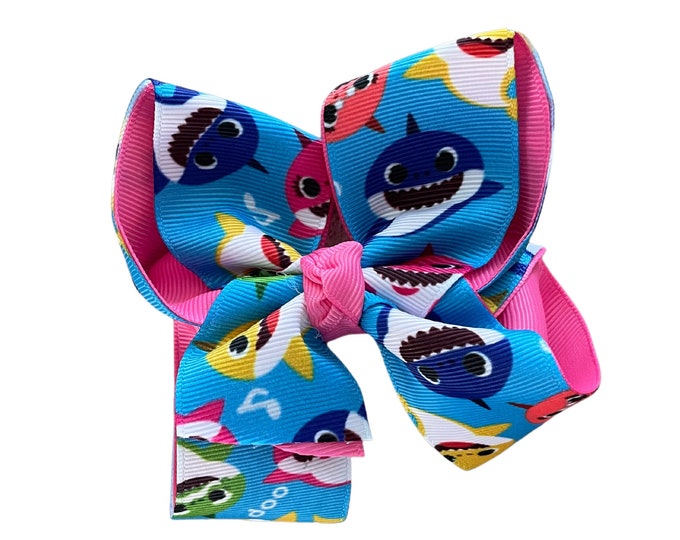 Shark Inspired 4 inch Hair Bow