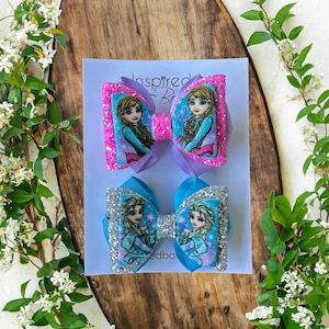 Princess Inspired Hair Bow Set ( 2 bows )