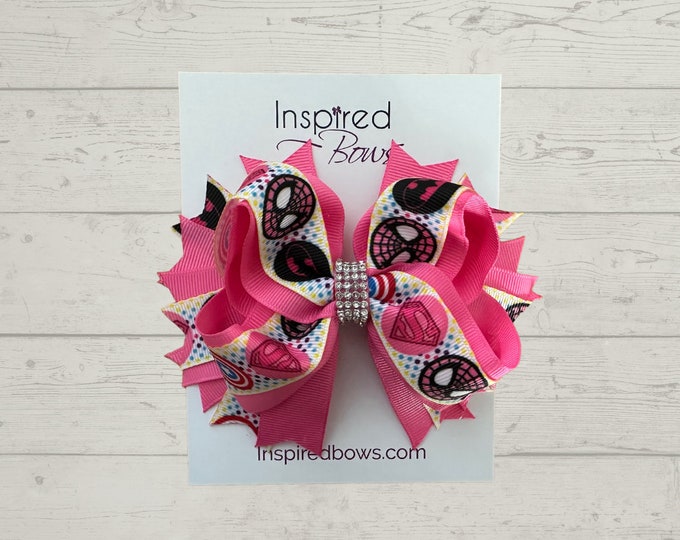 Super Hero Pink Hair Bow