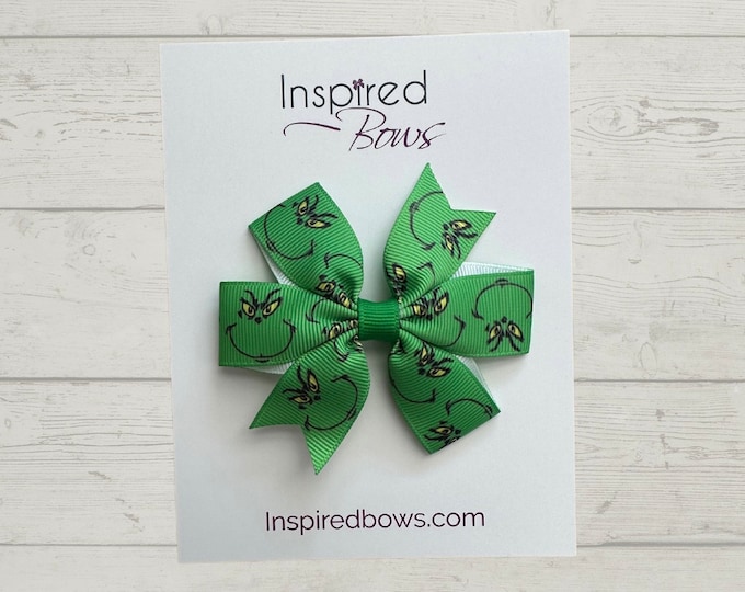 Green Holiday Pinwheel Hair Bow