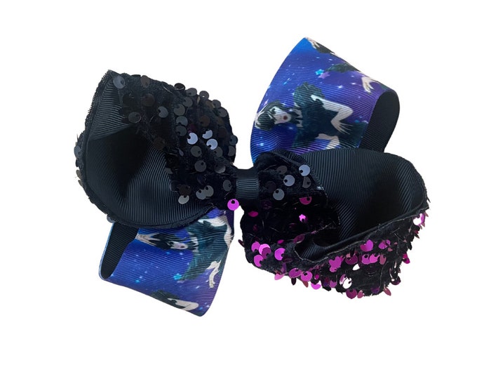 Wednesday Inspired Sequin Hair Bow