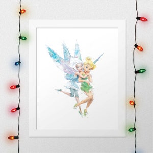 TINKERBELL AND PERIWINKLE, Tinkerbell Print, Periwinkle Print, Fairy, Fairy Watercolor, Tinkerbell Nursery, Fairy Wall Art, Digital Print