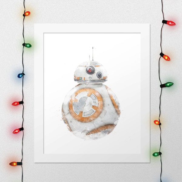 BB8 PRINT, BB8 Star Wars Print, BB8 Art, Star Wars BB8 Wall Art, BB8 Poster, Star Wars BB8, BB8 Watercolor, BB8 Printable, Digital Print