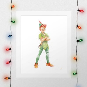 PETER PAN PRINT, Peter Pan Wall Art, Peter Pan Watercolor, Peter Pan Nursery, Peter Pan Printable, Peter Pan Poster, Digital Print