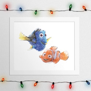 NEMO UND DORY Druck, Findet Dorie, Nemo Aquarell, Nemo Dorie, Findet Nemo, Aquarell, Kinderzimmer, Digitaldruck