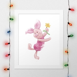 PIGLET, Piglet Print, Winnie The Pooh, Piglet Nursery, Piglet Watercolor, Cute Pink Nursery, Winnie Piglet Print, Wall Art, Digital Print