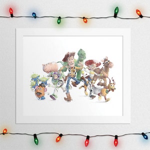 TOY STORY PRINT, Toy Story, Woody, Buzz Lightyear, Jessie, Rex, Slinky, Potato, Nursery Watercolor, Toy Story Nursery, Digital Print