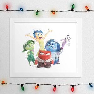 INSIDE OUT PRINT, Inside Out Watercolor, Inside Out Wall, Disgust, Fear, Joy, Sadness, Anger, Cute Baby Nursery Print, Digital Print