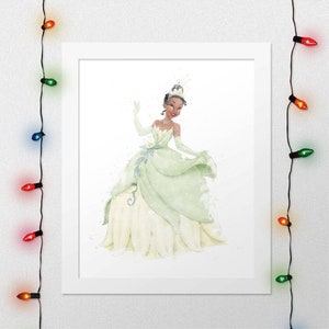 TIANA PRINT, Tiana And The Frog Print, Princess Tiana Print, Princess Nursery, Tiana Wall Art, Tiana, Tiana Frog Printable, Digital