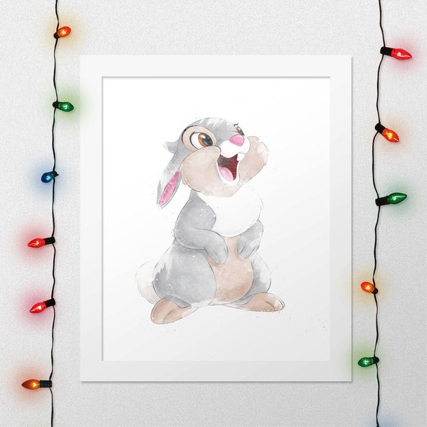 THUMPER, Bambi Thumper, Bambi Rabbit, Nursery Print, Bambi Friends, Cute Watercolor, Rabbit Watercolor, Nursery, Thumper Digital Print