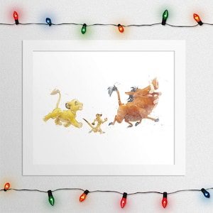 HAKUNA MATATA, Hakuna Matata Print, Lion King, Simba, Pumbaa, Timon, Watercolor, Lion King Nursery, Kids Room Decor, Digital Print