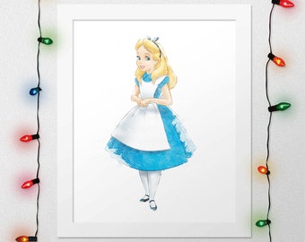 ALICE IN WONDERLAND Print, Alice In Wonderland Wall Art, Alice In Wonderland Decor, Alice In Wonderland Nursery, Cute Alice, Digital Print