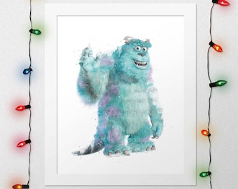 SULLEY PRINT, Monsters Inc Art, Sulley Sullivan, Poster, Watercolor, Monsters Inc Nursery, Kids Room Decor, Wall Art, Digital Print