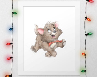 BERLIOZ ARISTOCATS, Berlioz Aristocats Print, Aristocats, Watercolor Nursery, Cat Nursery, Princess Watercolor, Digital Print