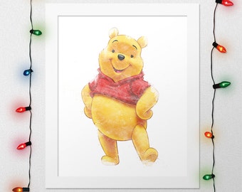 WINNIE POOH PRINT, Winnie The Pooh Print, Winnie Pooh Wall Art, Winnie Pooh Watercolor, Winnie Pooh Nursery, Winnie Pooh, Digital
