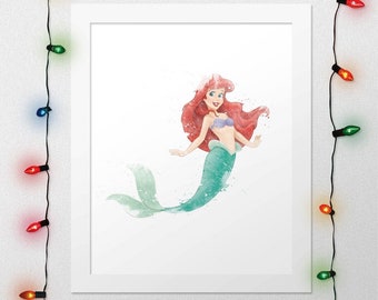 LITTLE MERMAID PRINT, Little Mermaid Nursery, Little Mermaid Wall Art, Little Mermaid Watercolor, Ariel Wall Art Printable, Digital Print
